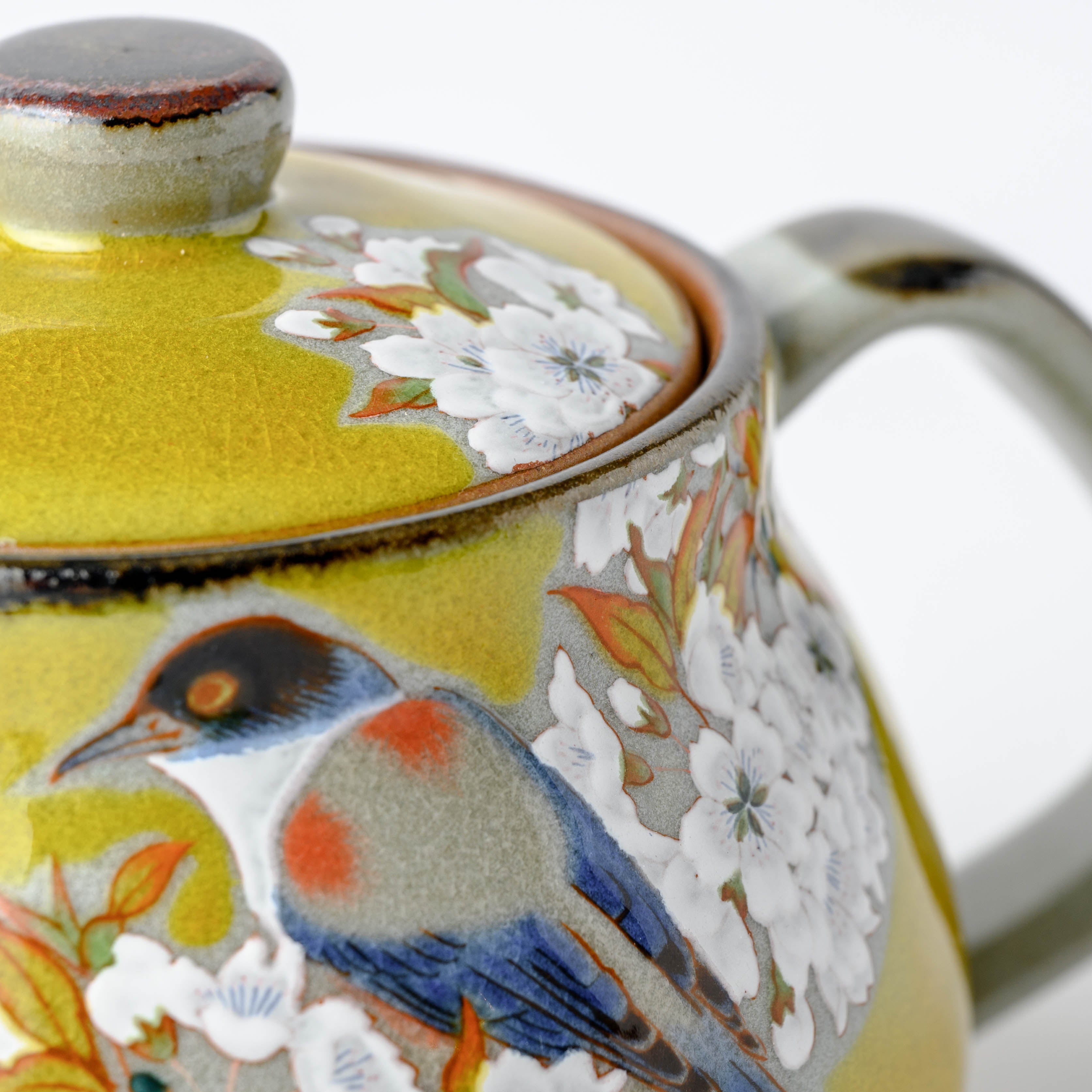 Yoshidaya Sakura and Bird Japanese Teapot