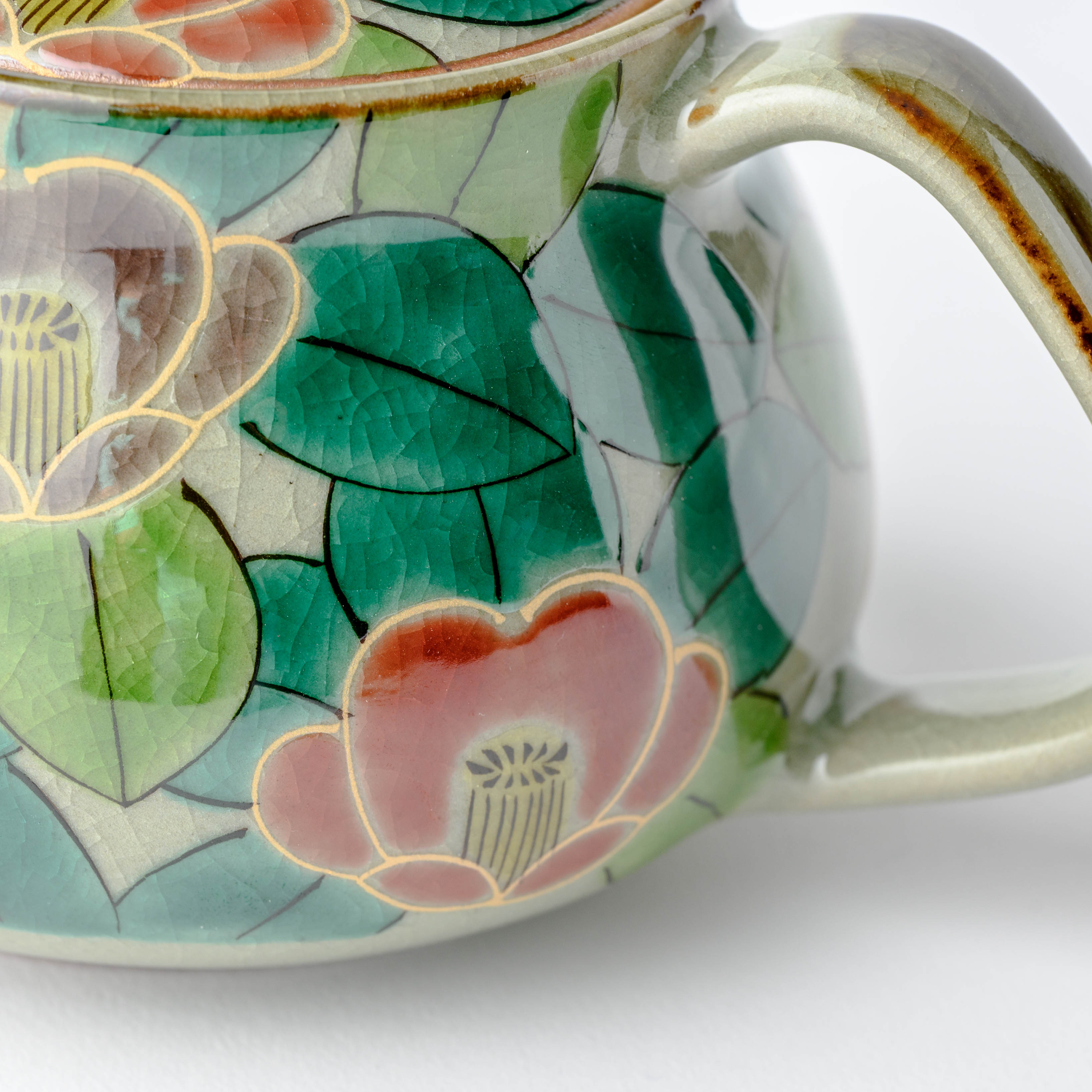 Colorful Sasanqua Japanese Teapot