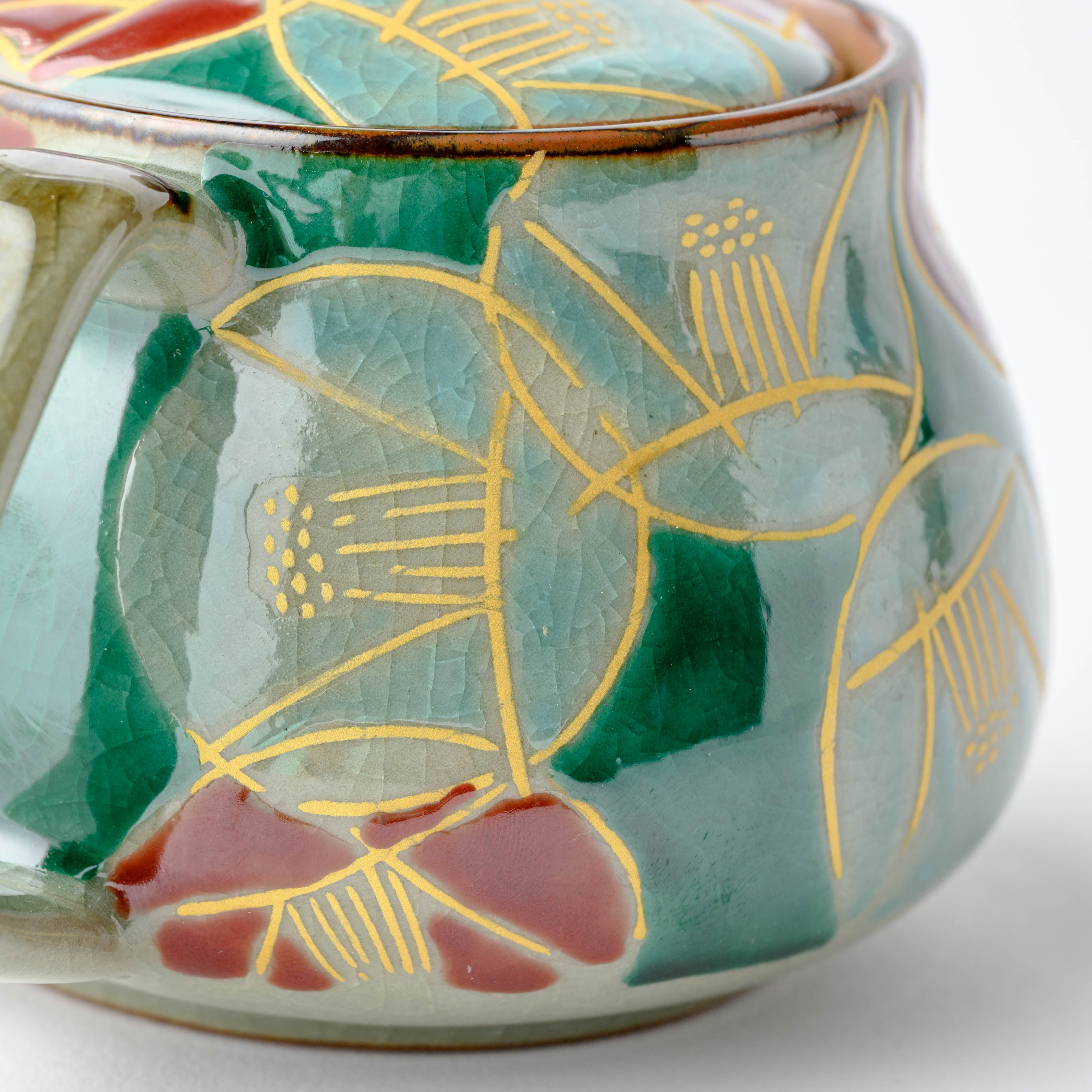 Golden Camellia Japanese Teapot