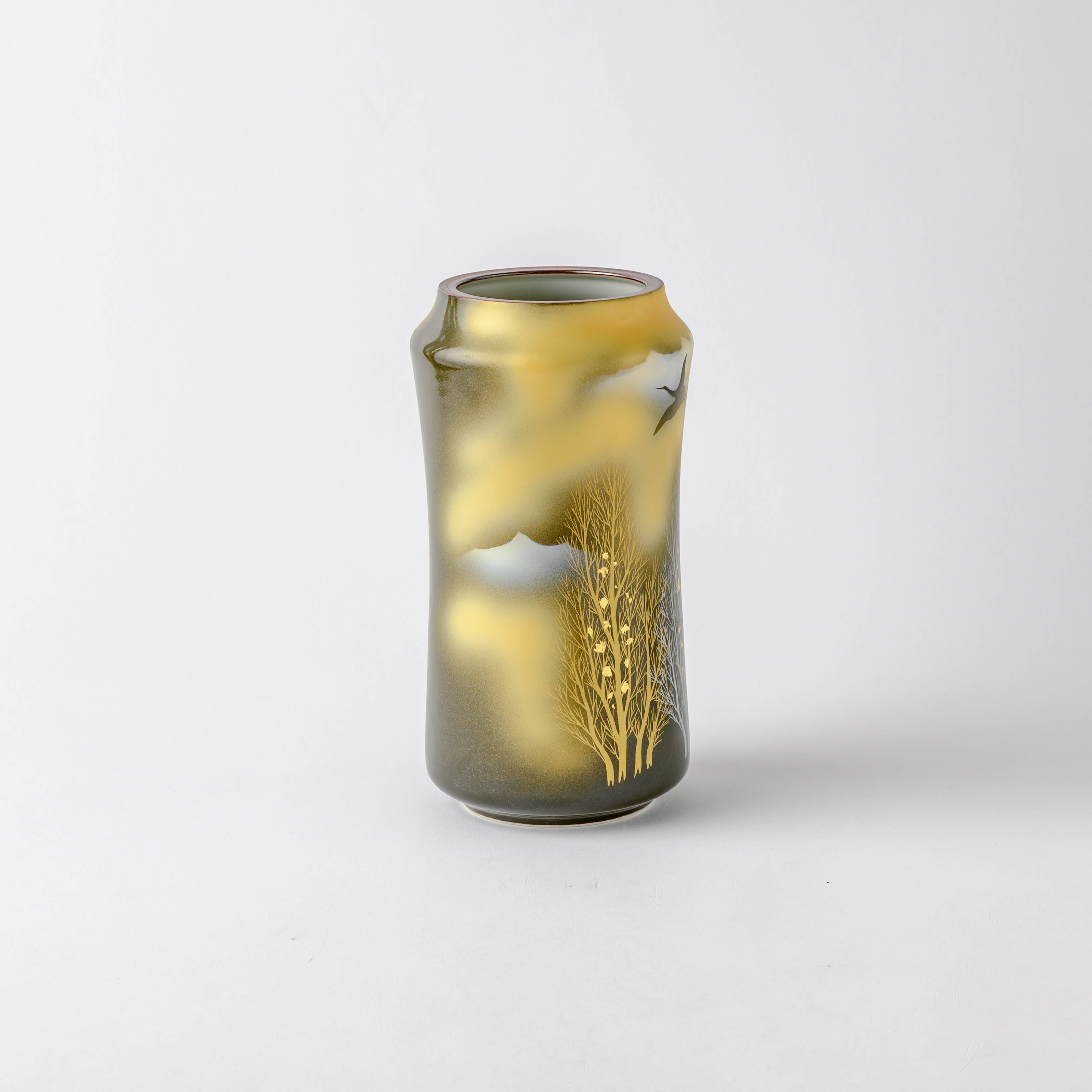 Crane and Misty Mountain Flower Vase
