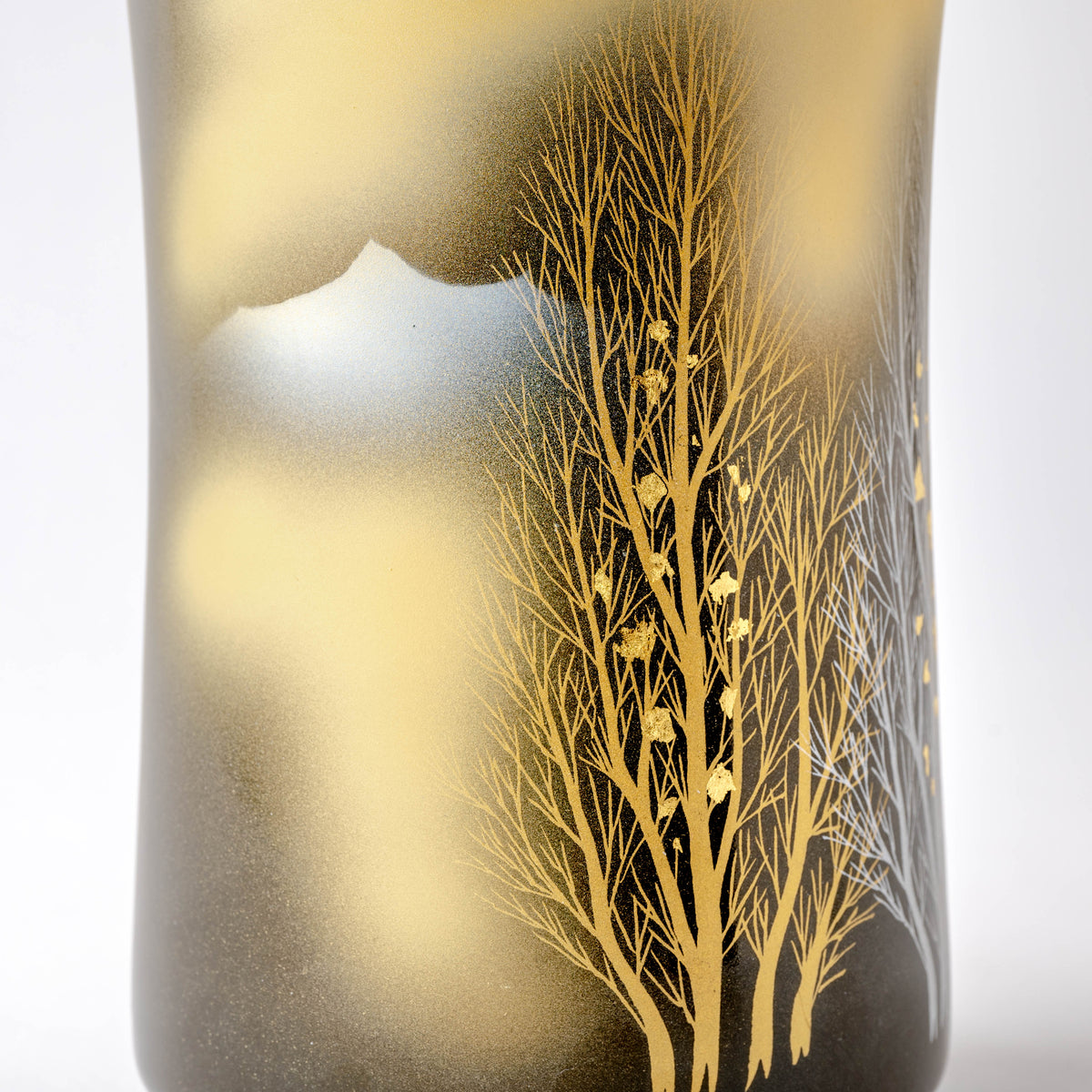 Crane and Misty Mountain Flower Vase