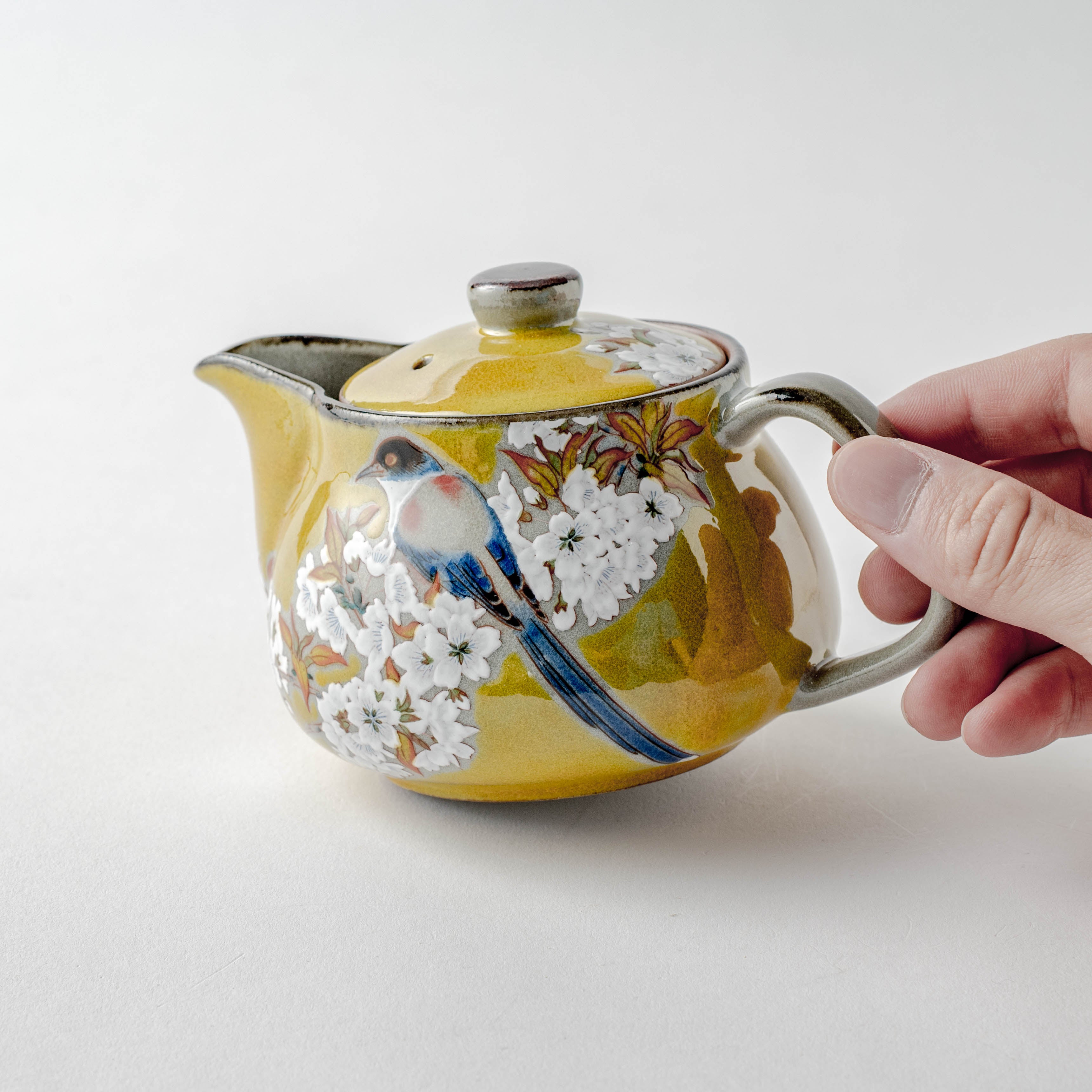 Yoshidaya Sakura and Bird Japanese Teapot