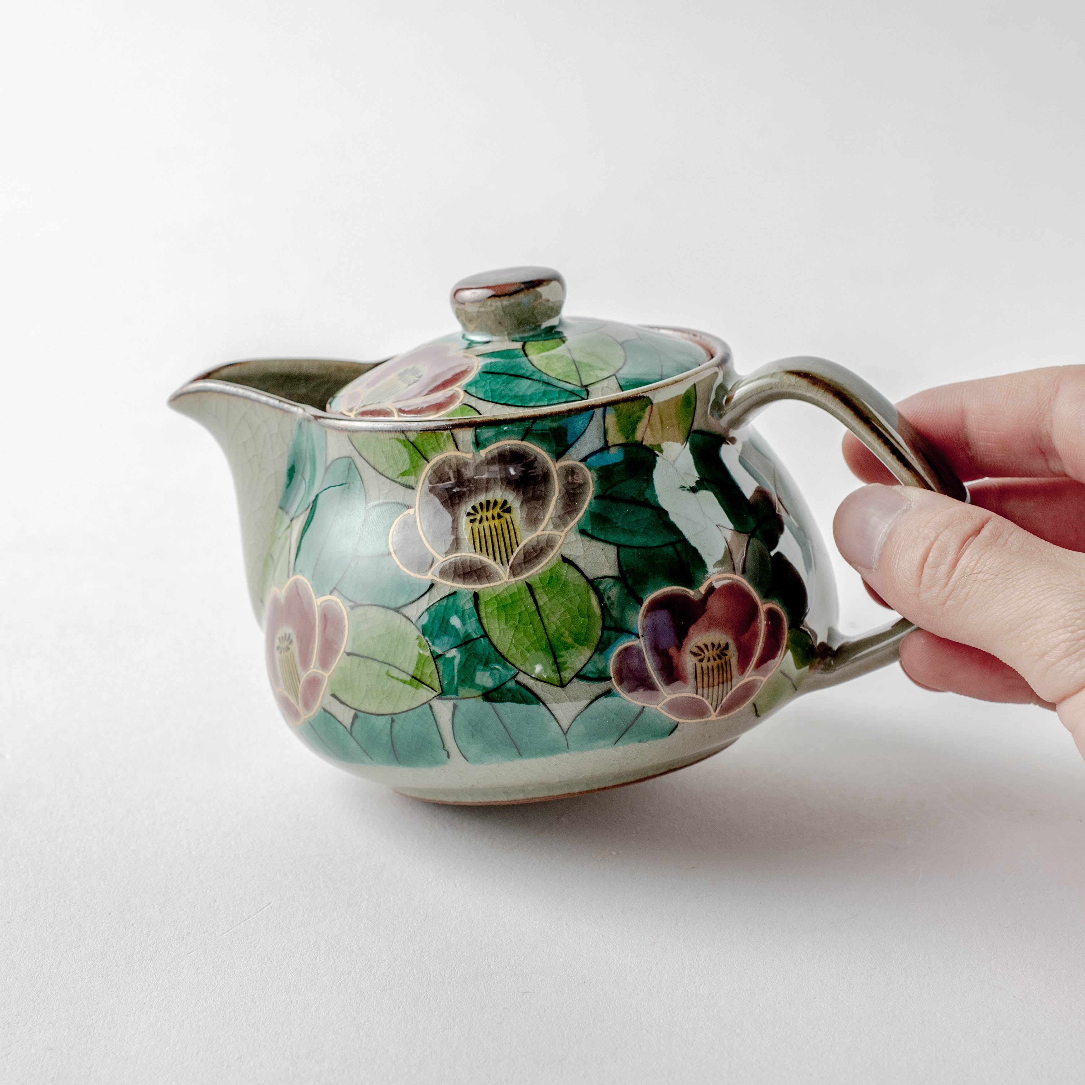 Colorful Sasanqua Japanese Teapot