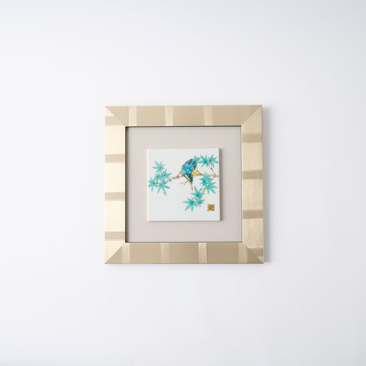 Kingfisher and Maple Porcelain Plaque