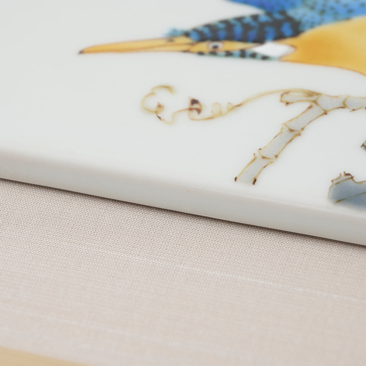 Kingfisher and Wild Grape Porcelain Plaque