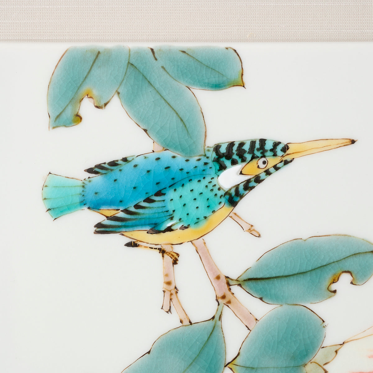 Kingfisher and Camellia Porcelain Plaque