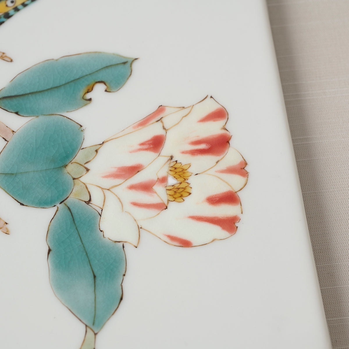 Kingfisher and Camellia Porcelain Plaque