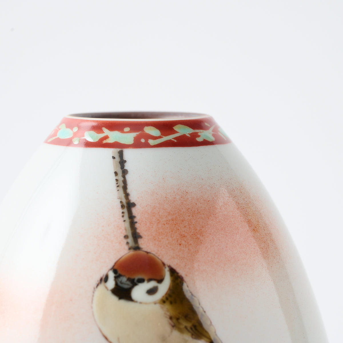 Perched Sparrow Japanese Flower Vase