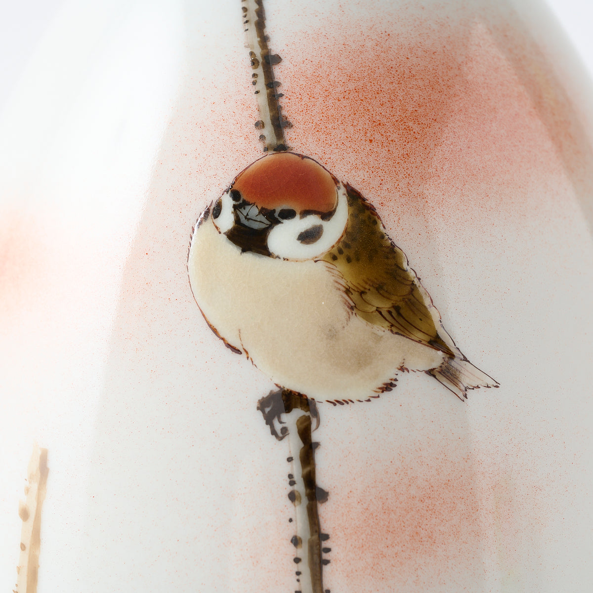 Perched Sparrow Japanese Flower Vase