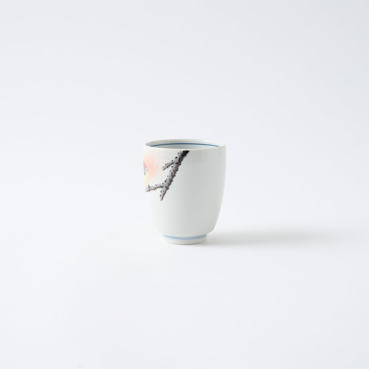 Perched Twin Sparrows Japanese Yunomi Teacup