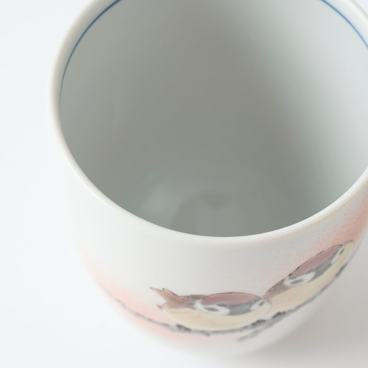 Perched Twin Sparrows Japanese Yunomi Teacup