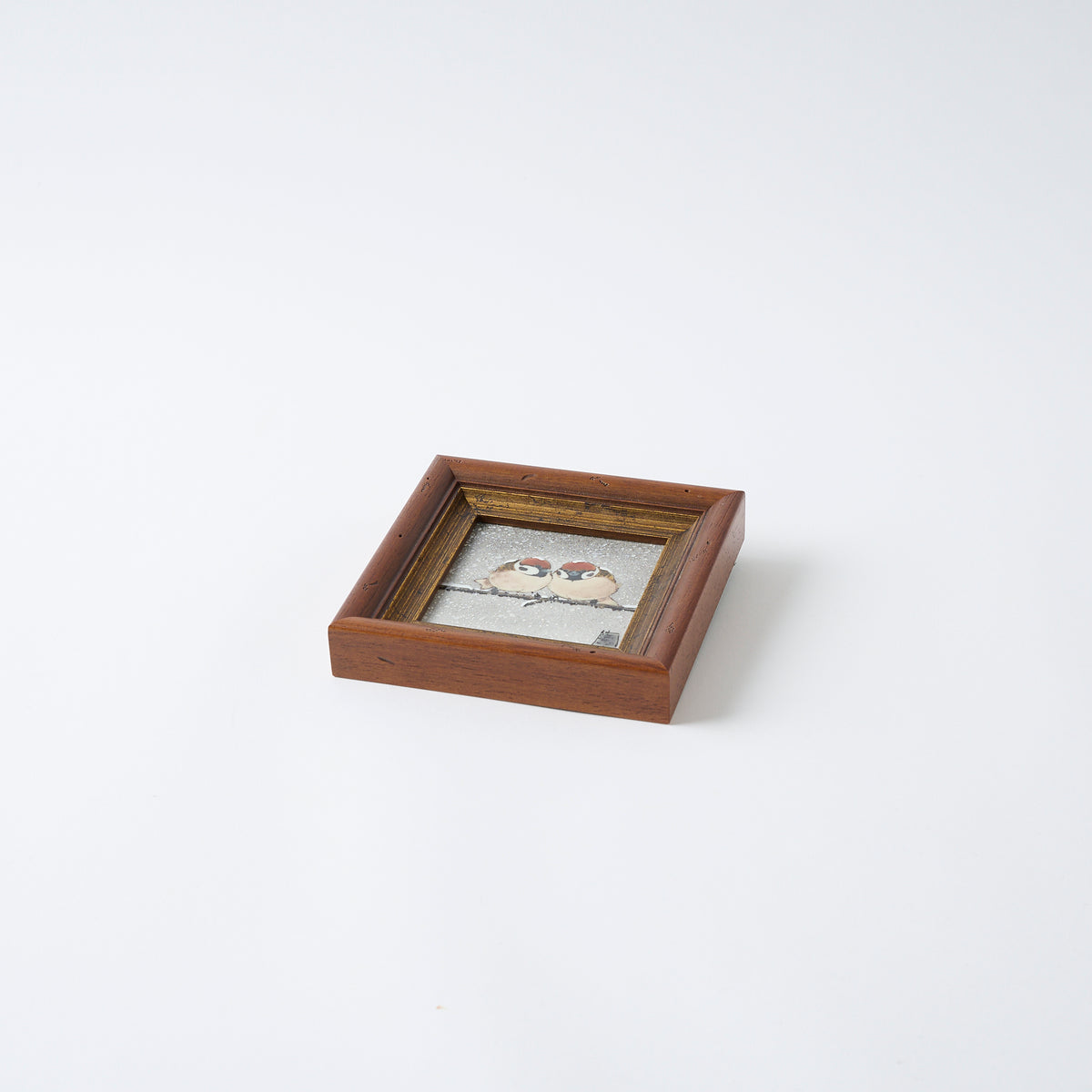 Sparrows in the Snow Porcelain Plaque
