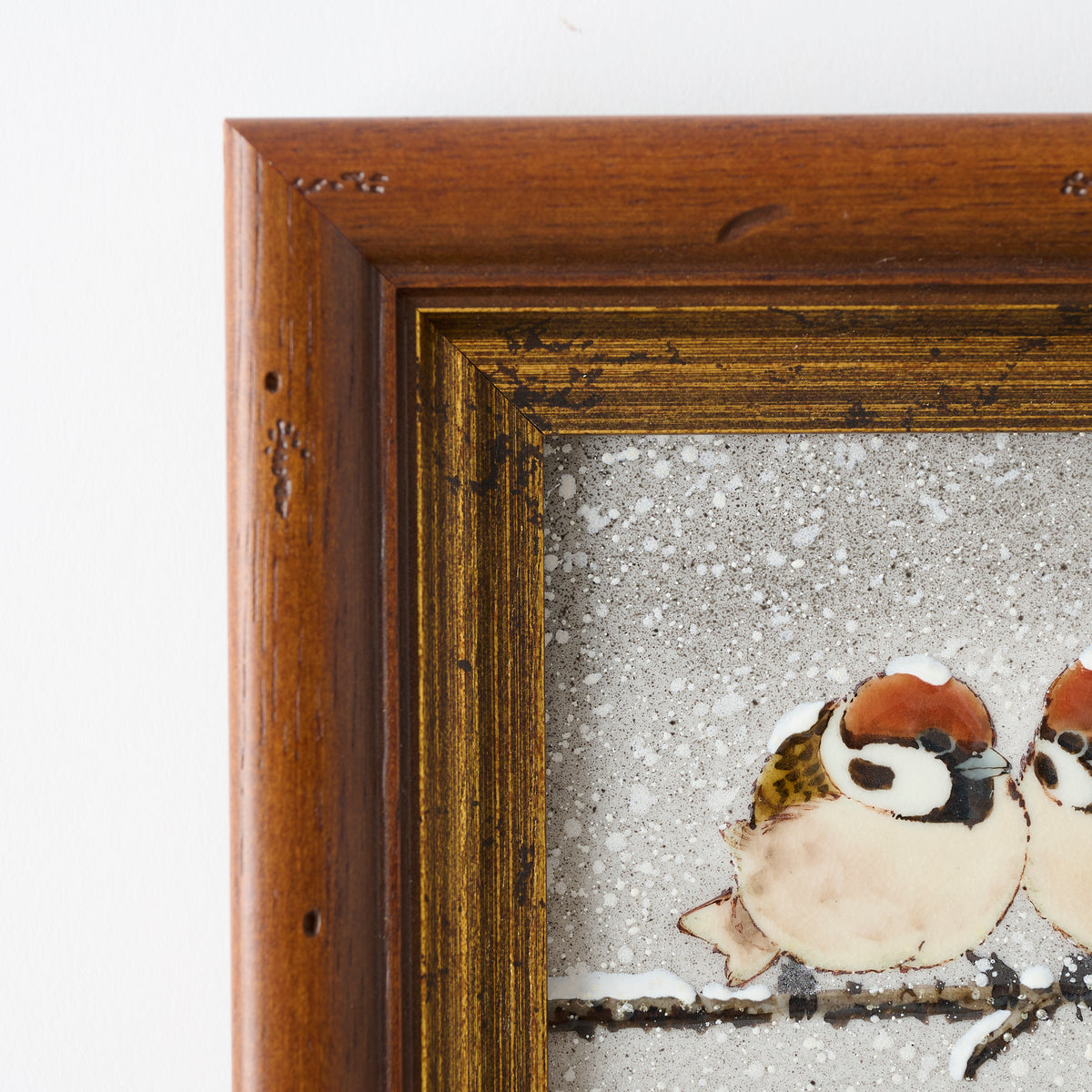 Sparrows in the Snow Porcelain Plaque