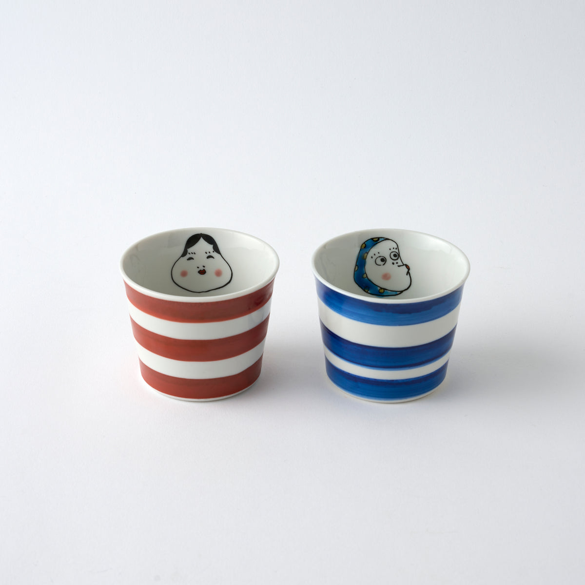 Okame and Hyottoko Japanese Teacup Pair
