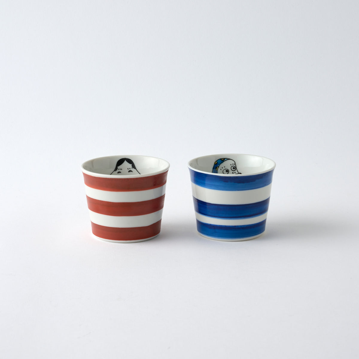 Okame and Hyottoko Japanese Teacup Pair