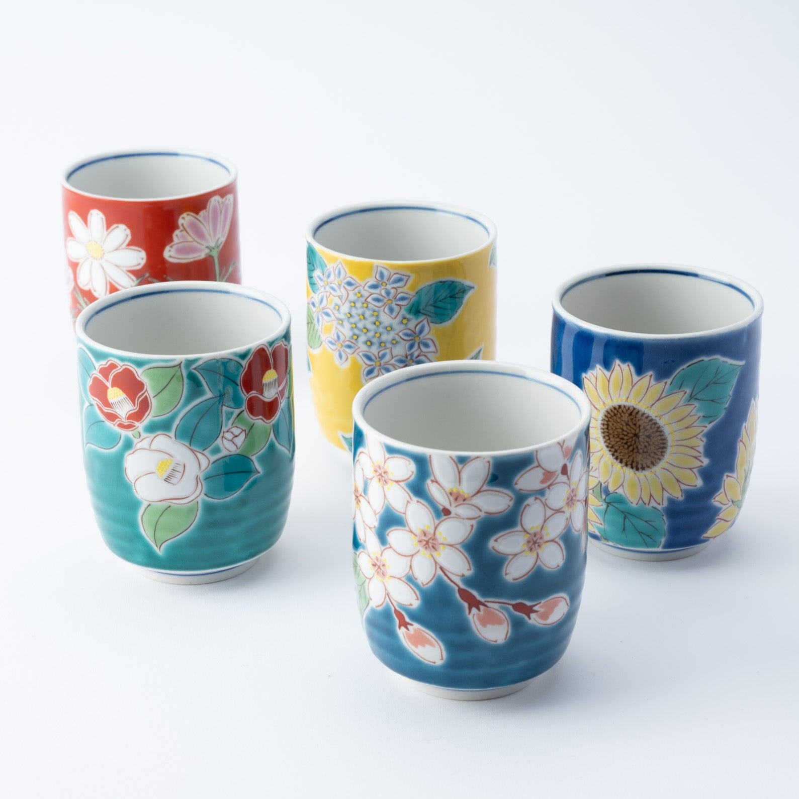 Seasonal Flowers Yunomi Japanese Teacup