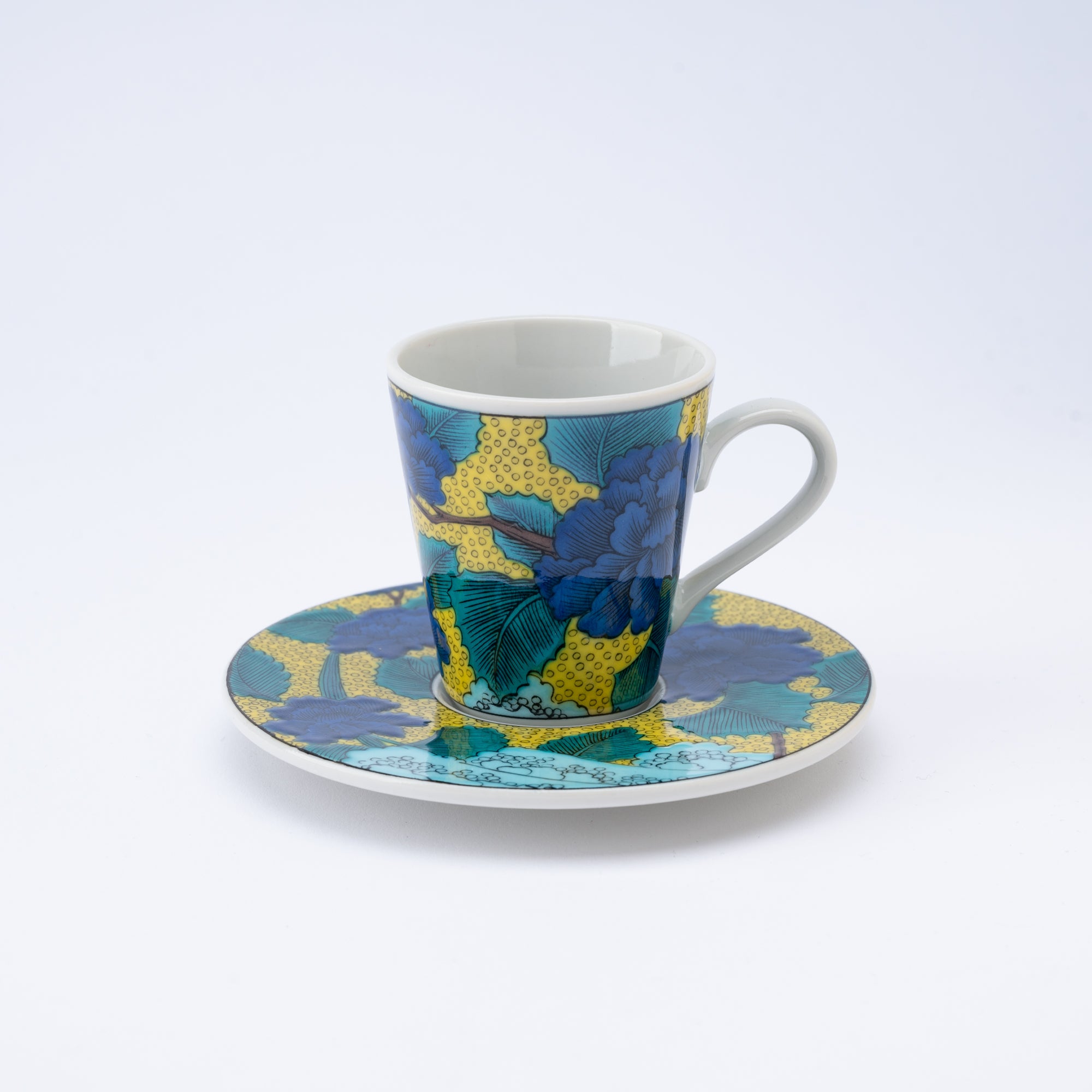 Modern Kutani Espresso Cup and Saucer