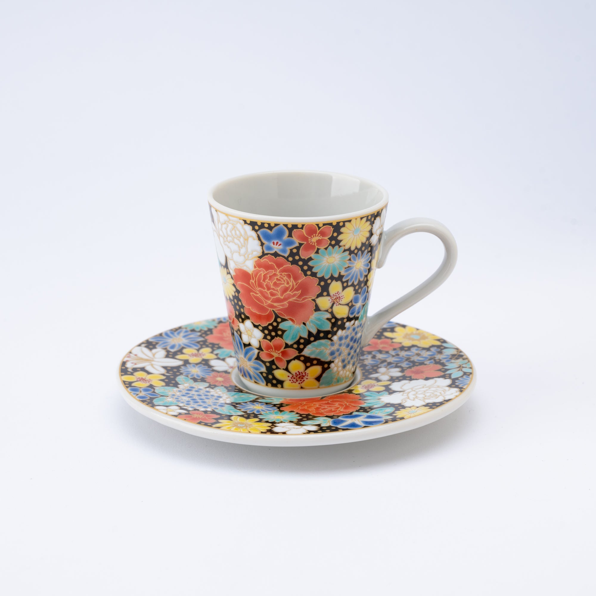 Modern Kutani Espresso Cup and Saucer