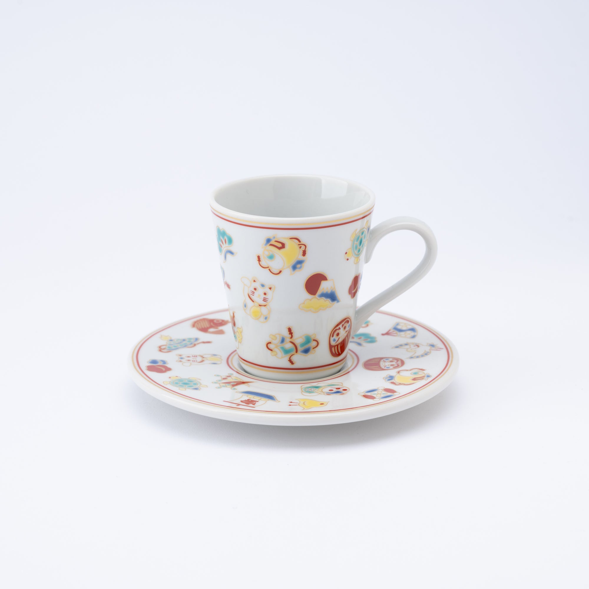 Modern Kutani Espresso Cup and Saucer