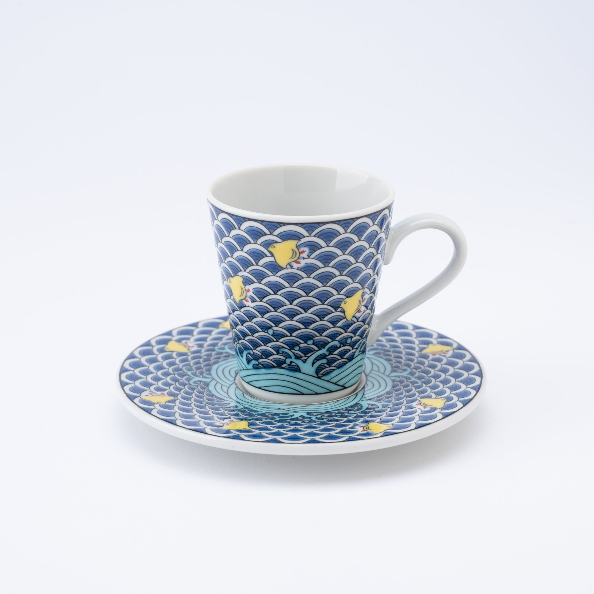 Modern Kutani Espresso Cup and Saucer