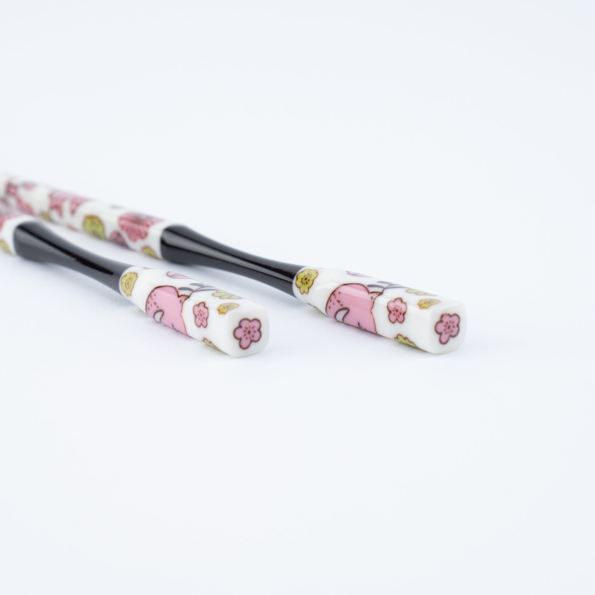 Pink and Blue Flowers Chopsticks Pair Set with Chopstick Rests