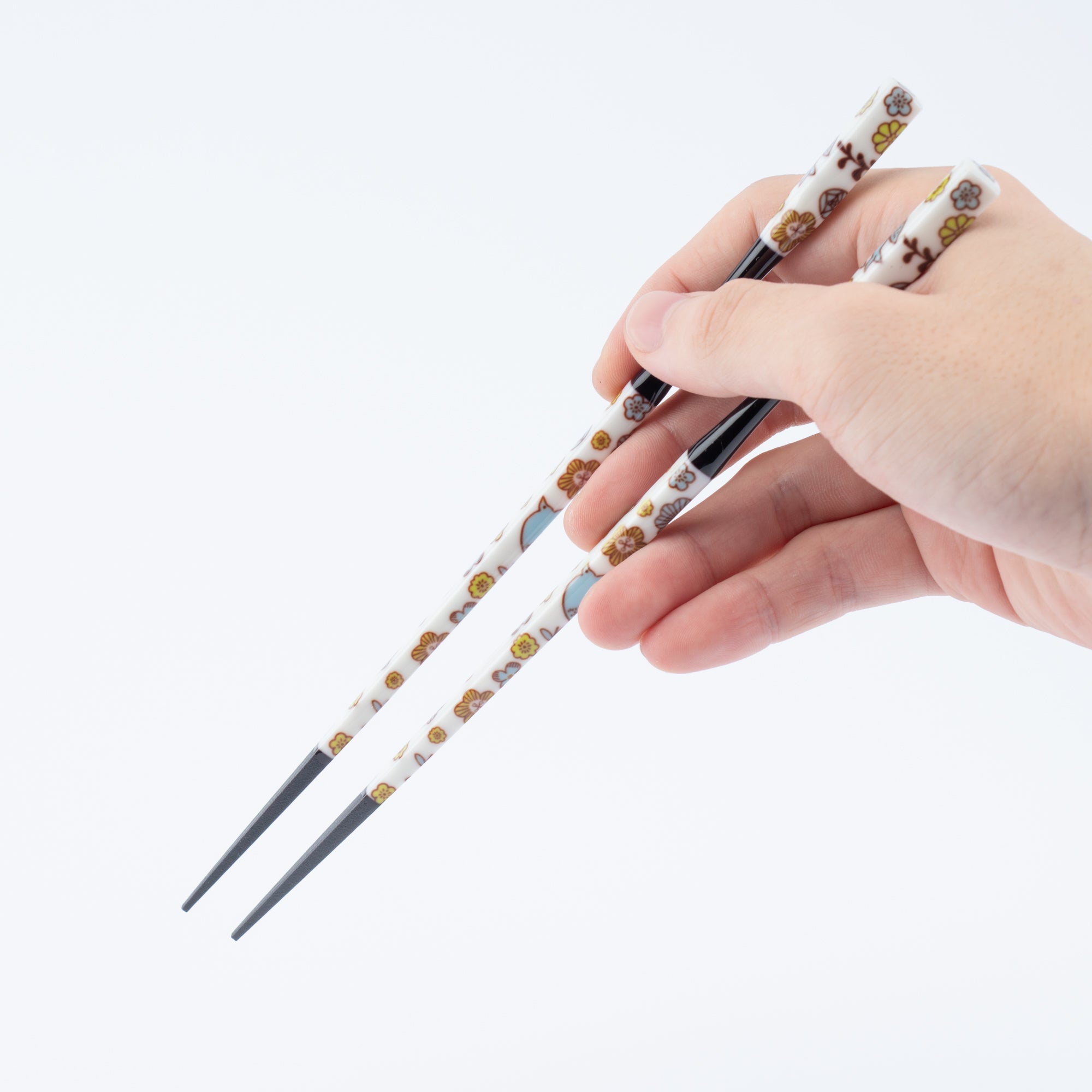 Pink and Blue Flowers Chopsticks Pair Set with Chopstick Rests