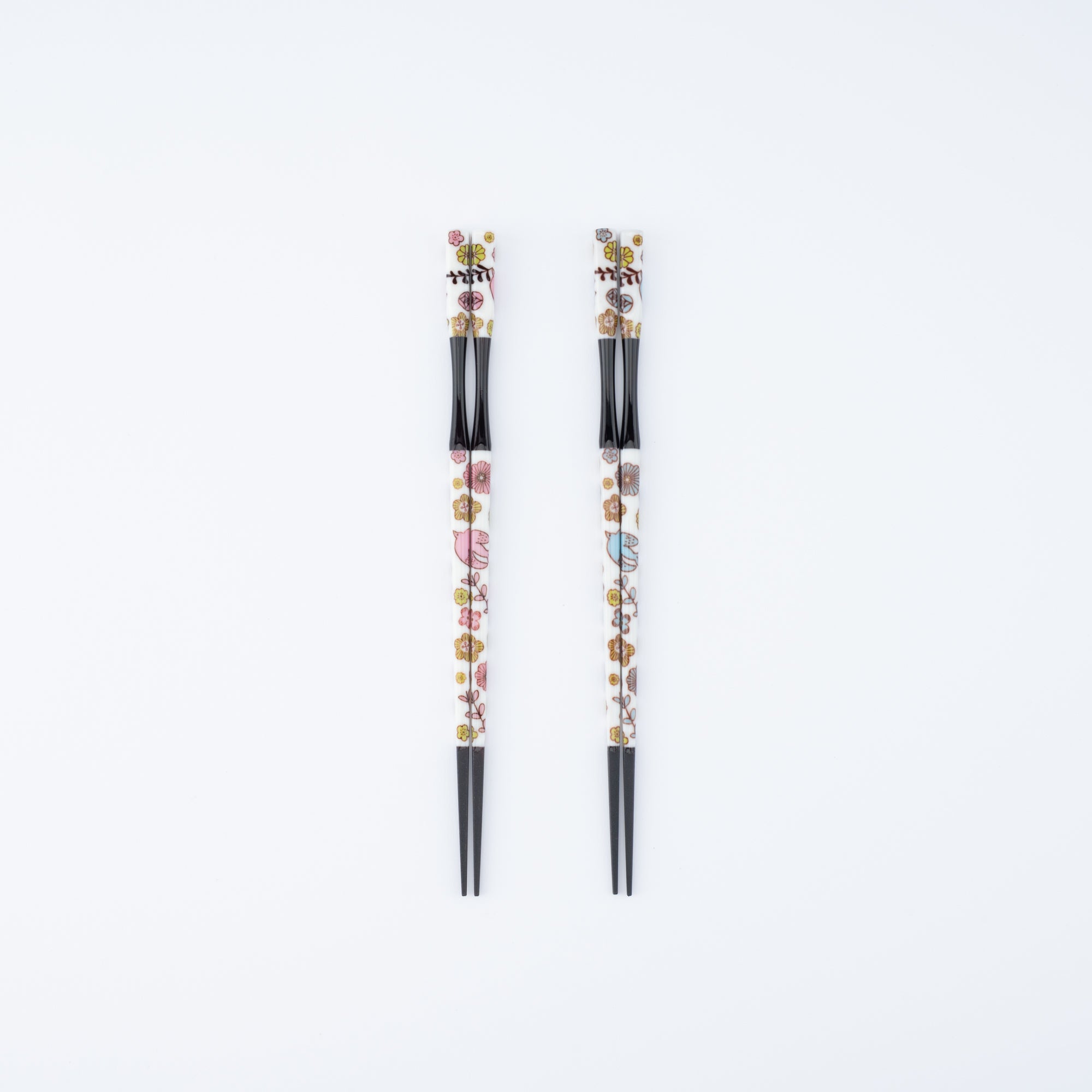Pink and Blue Flowers Chopsticks Pair Set with Chopstick Rests