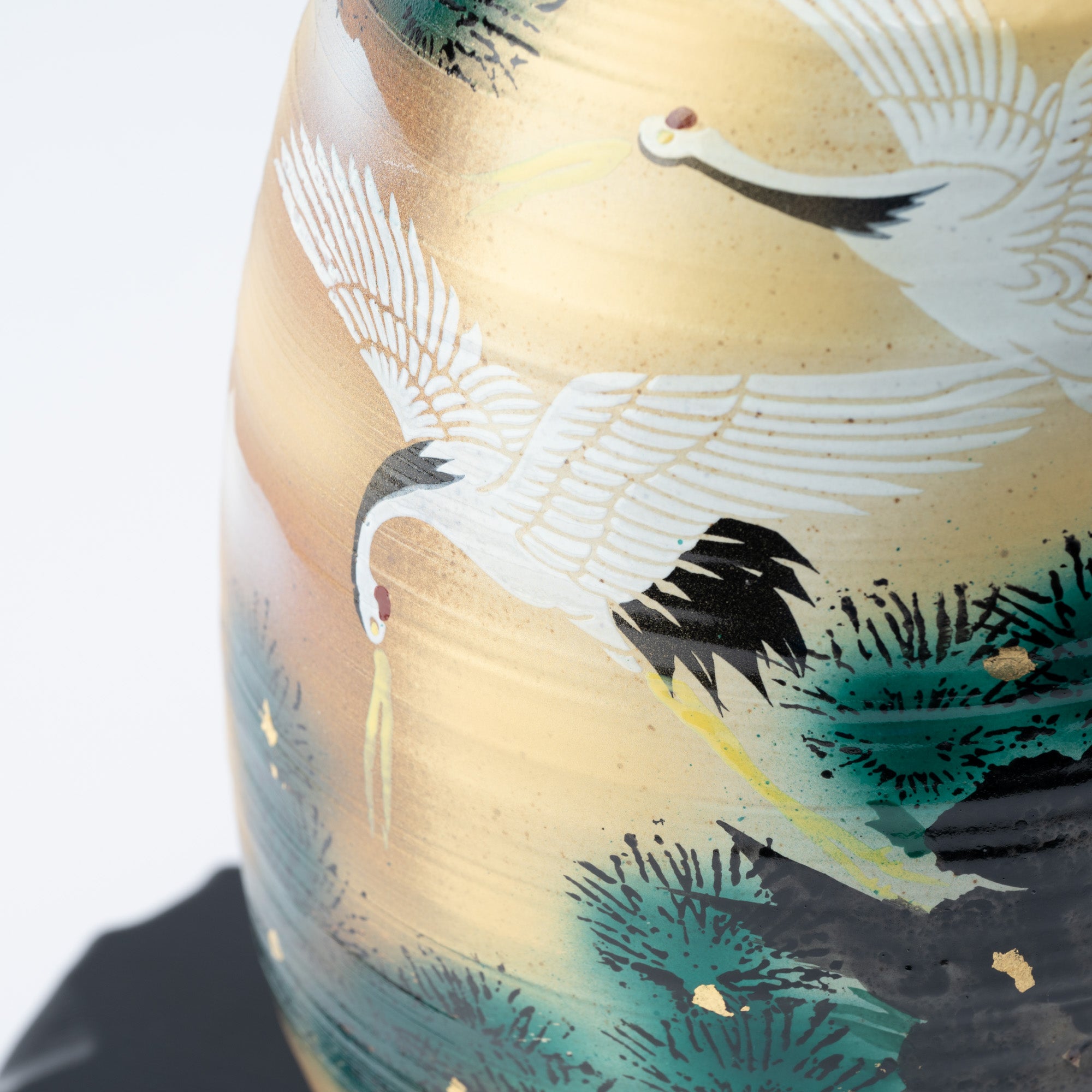 Cranes and Pine Japanese Flower Vase with Stand