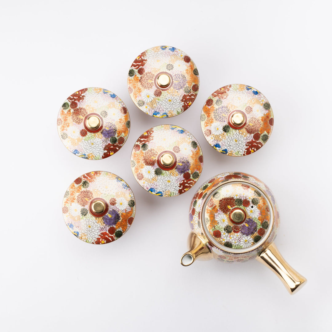 Hanazume Kutani Japanese Teapot Set - 5 Cups | JAPAN KUTANI SHOP