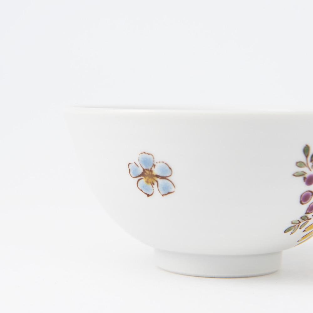 Oribe Fuyo hibiscus flowers Rice Bowl　Large size　Touan Kiln 2024 Made in Japan Kyoto ceramic