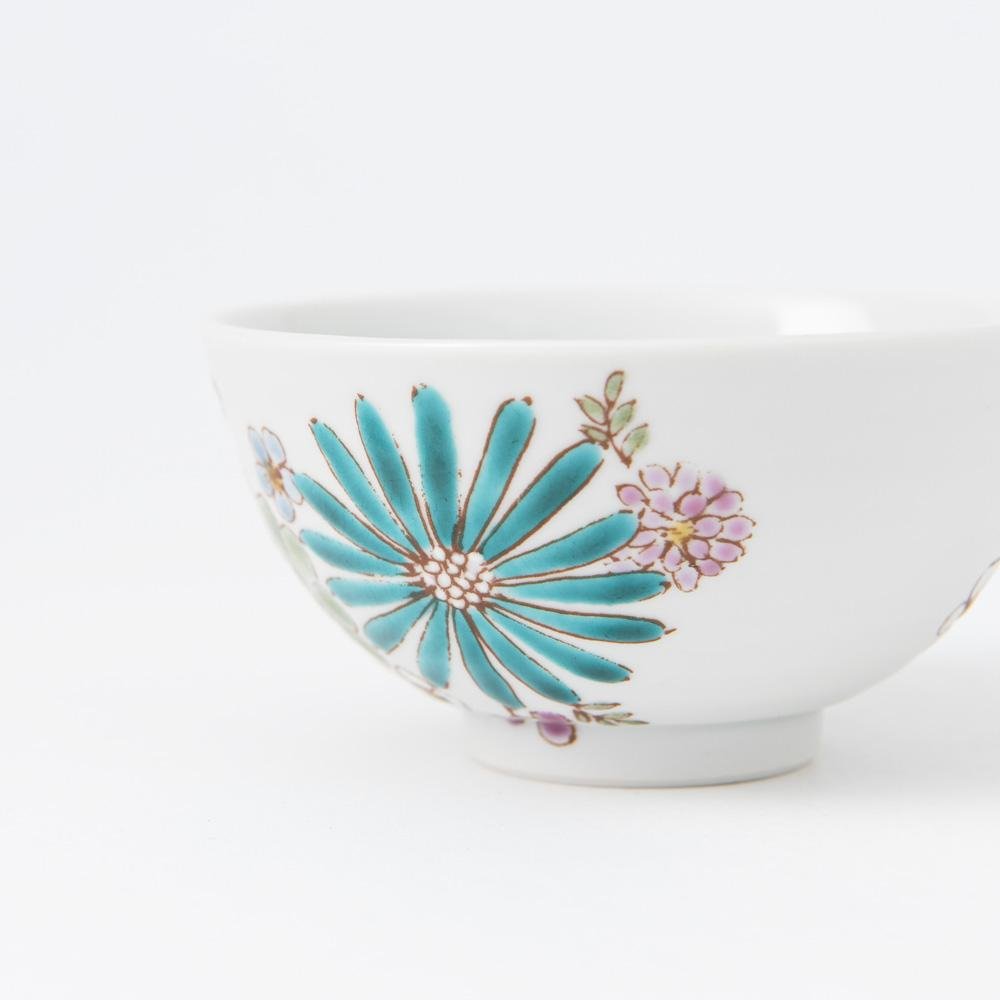 Oribe Fuyo hibiscus flowers Rice Bowl　Large size　Touan Kiln 2024 Made in Japan Kyoto ceramic