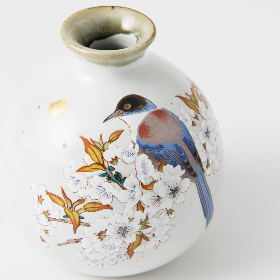 Bizan Kiln Sakura and Bird Kutani Sake Set | JAPAN KUTANI SHOP