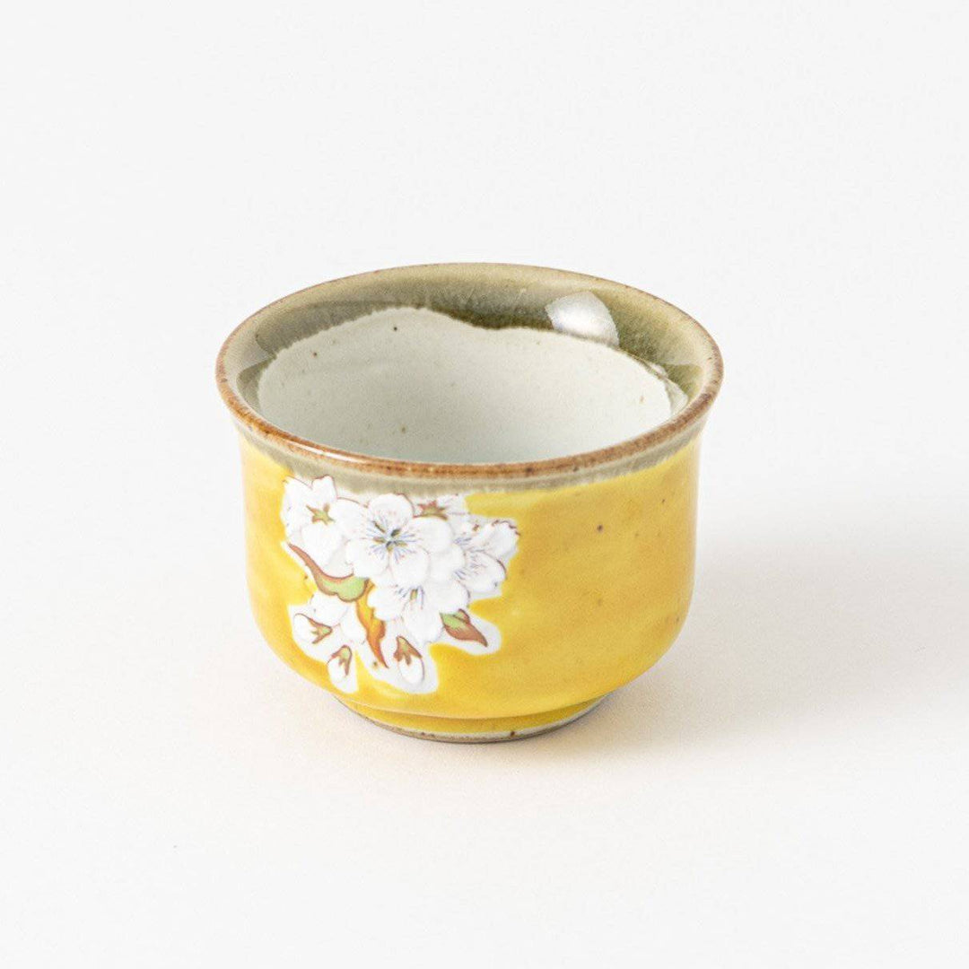 Bizan Kiln Yoshidaya Sakura and Bird Kutani Sake Set | JAPAN