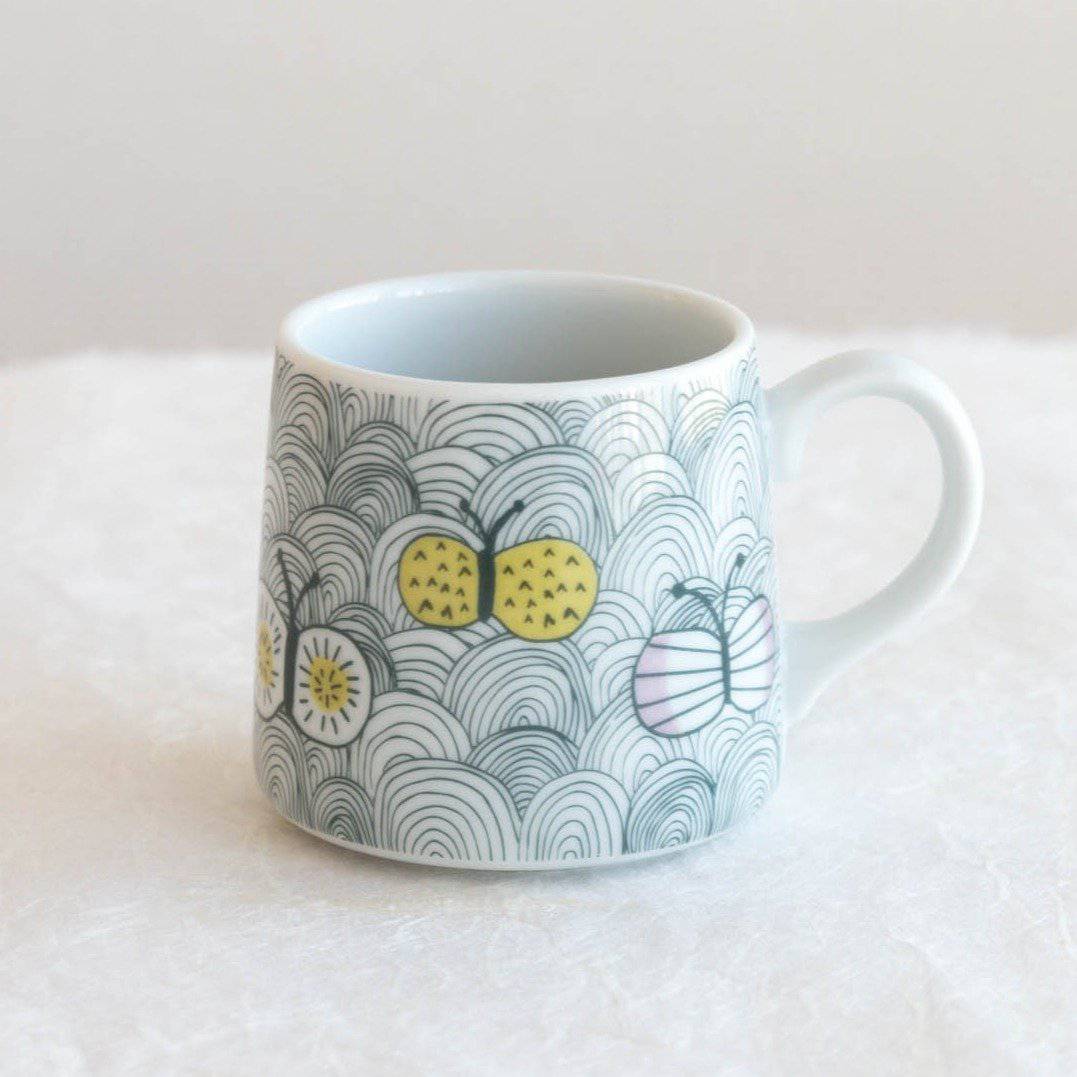 Harekutani Butterfly Kutani Mug - MUSUBI KILN - Handmade Japanese Tableware and Japanese Dinnerware