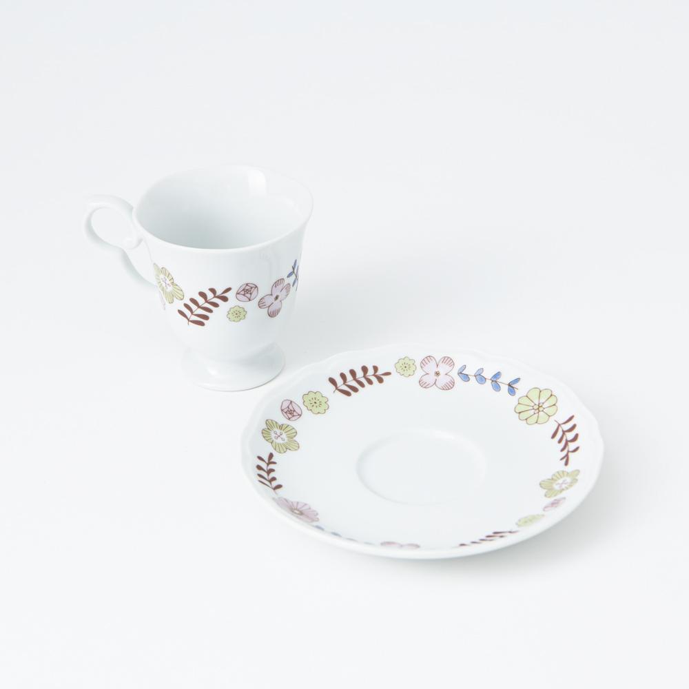 Harekutani Flower and Bird Cup and Saucer - MUSUBI KILN - Handmade Japanese Tableware and Japanese Dinnerware