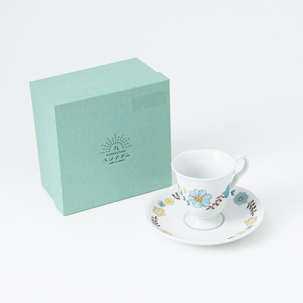 Harekutani Flower and Bird Cup and Saucer - MUSUBI KILN - Handmade Japanese Tableware and Japanese Dinnerware