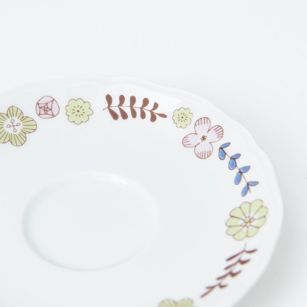 Harekutani Flower and Bird Cup and Saucer - MUSUBI KILN - Handmade Japanese Tableware and Japanese Dinnerware