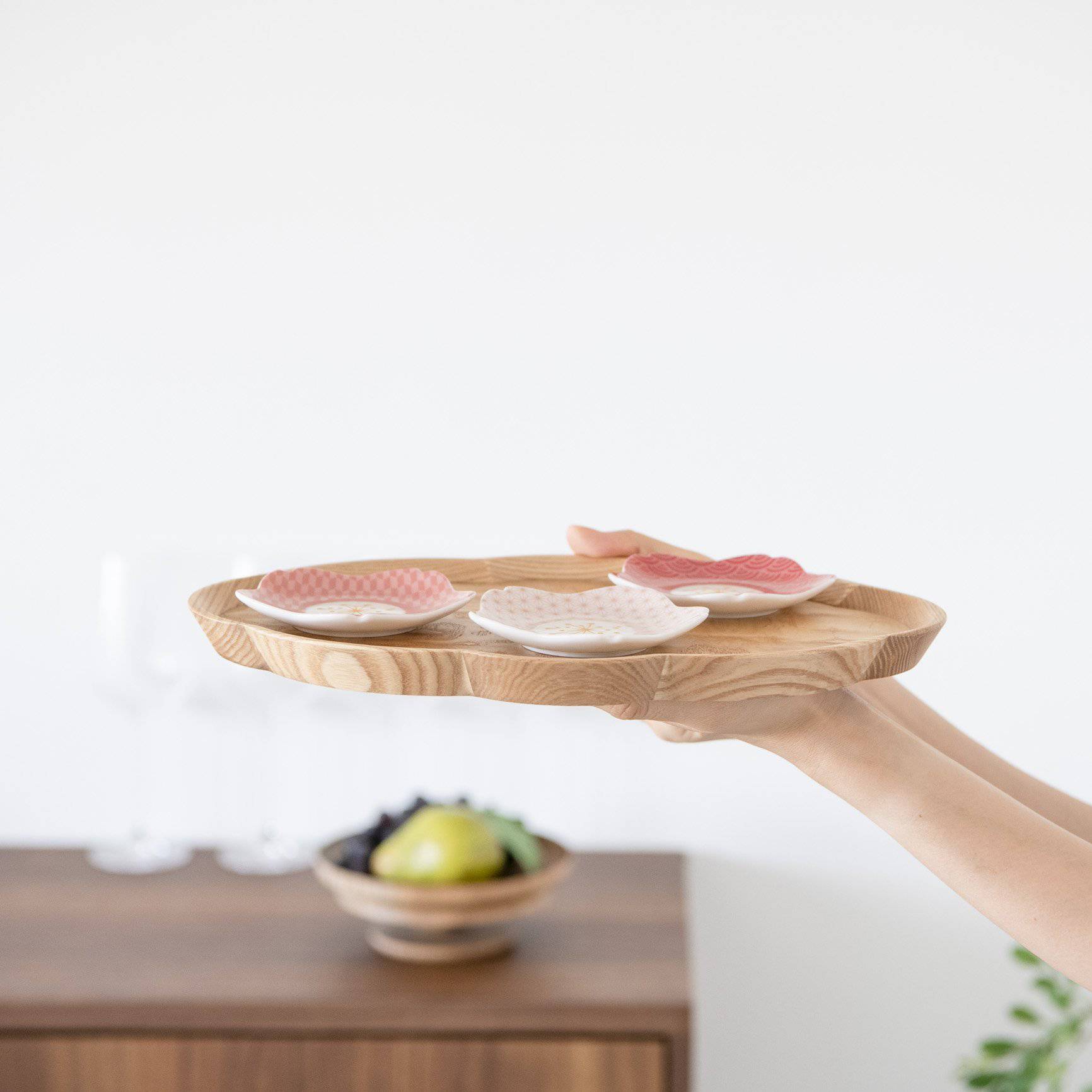 Harekutani Sakura Sauce Plate - MUSUBI KILN - Handmade Japanese Tableware and Japanese Dinnerware