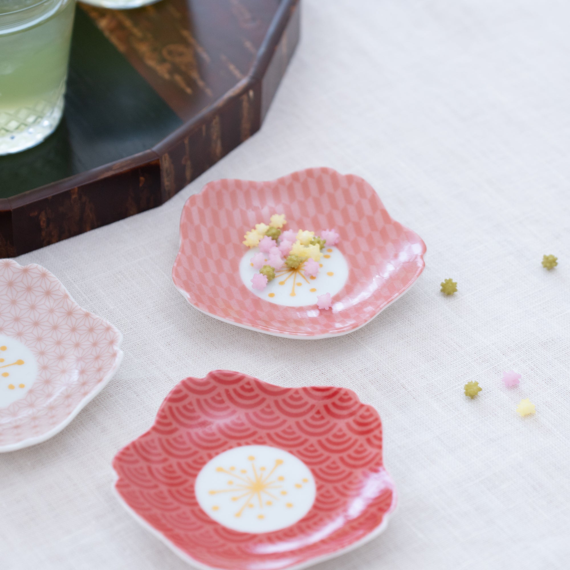Harekutani Sakura Sauce Plate - MUSUBI KILN - Handmade Japanese Tableware and Japanese Dinnerware