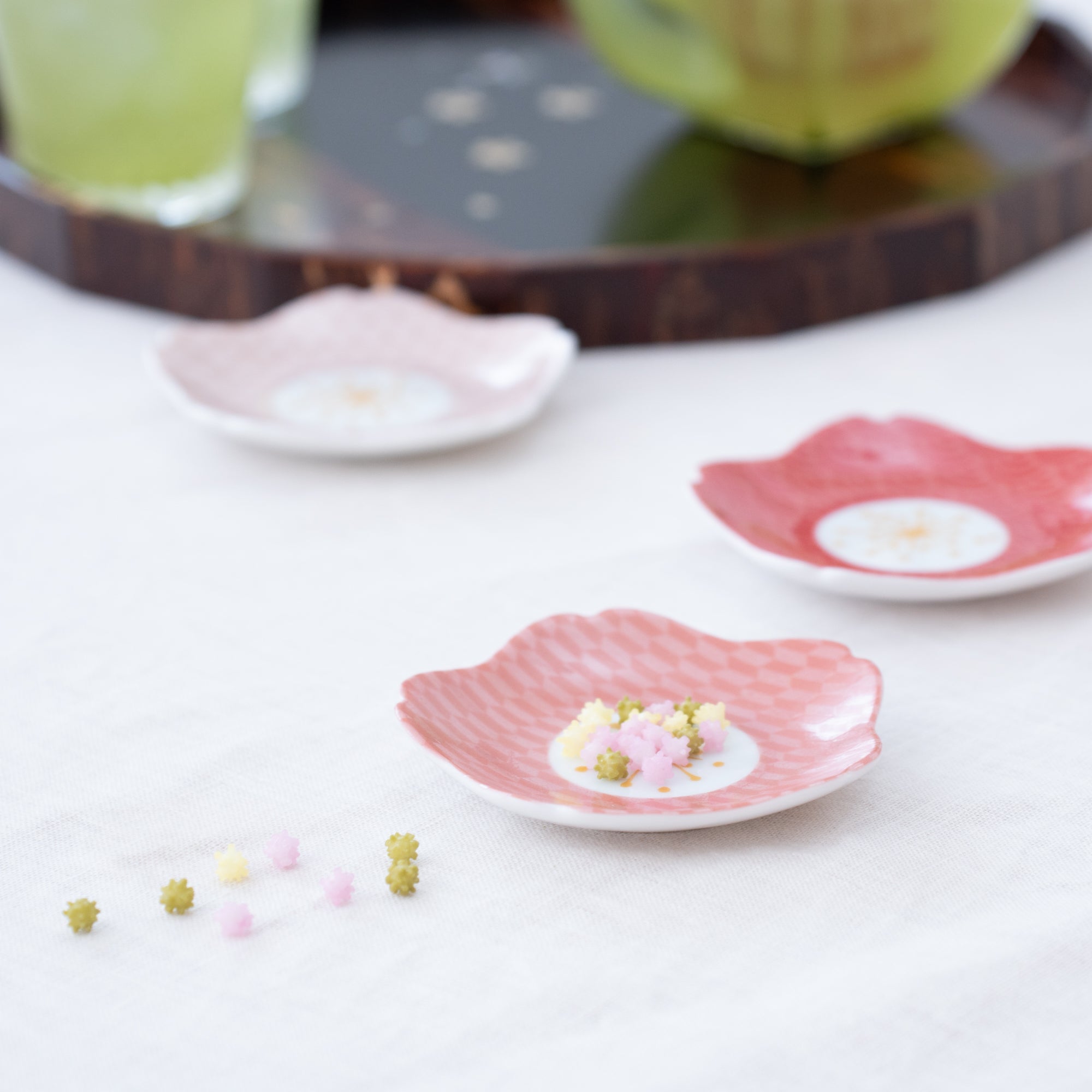 Harekutani Sakura Sauce Plate - MUSUBI KILN - Handmade Japanese Tableware and Japanese Dinnerware