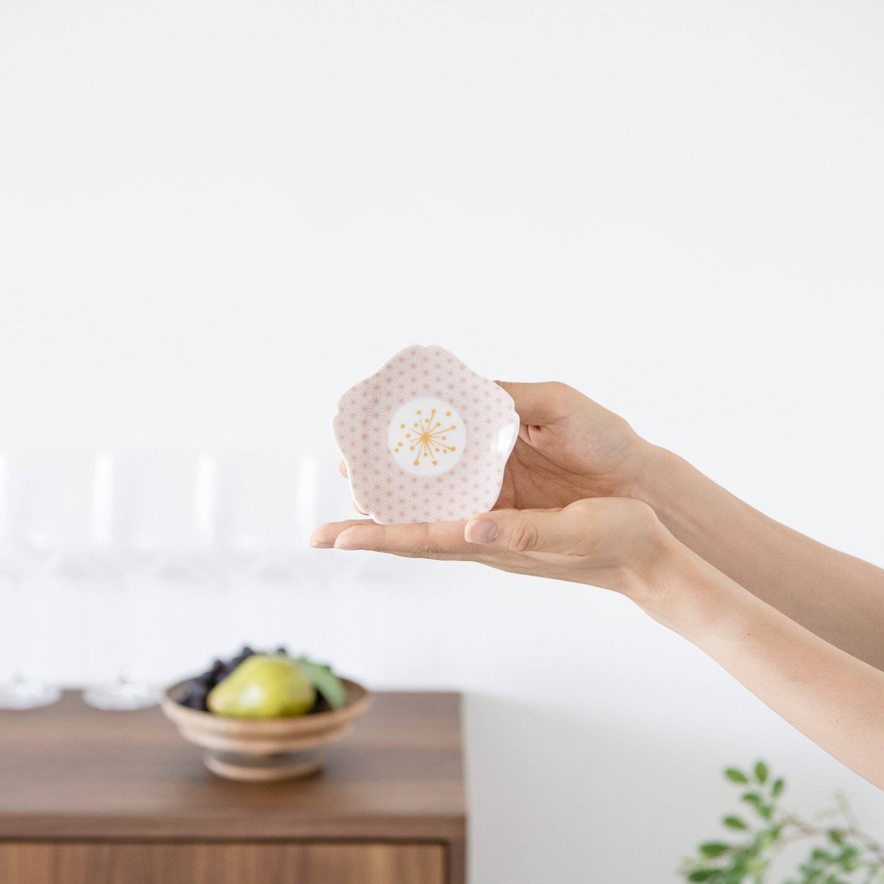 Harekutani Sakura Sauce Plate - MUSUBI KILN - Handmade Japanese Tableware and Japanese Dinnerware