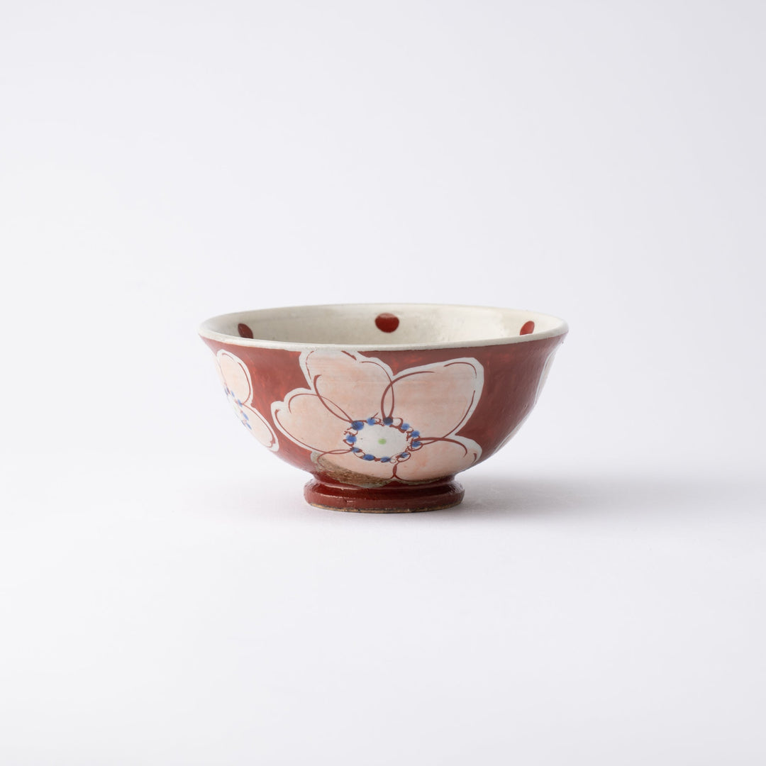 White Unkin cherry blossom Maple leaf flowers Rice Bowl　Small size　Touan Kiln Made in popular Japan Kyoto ceramic