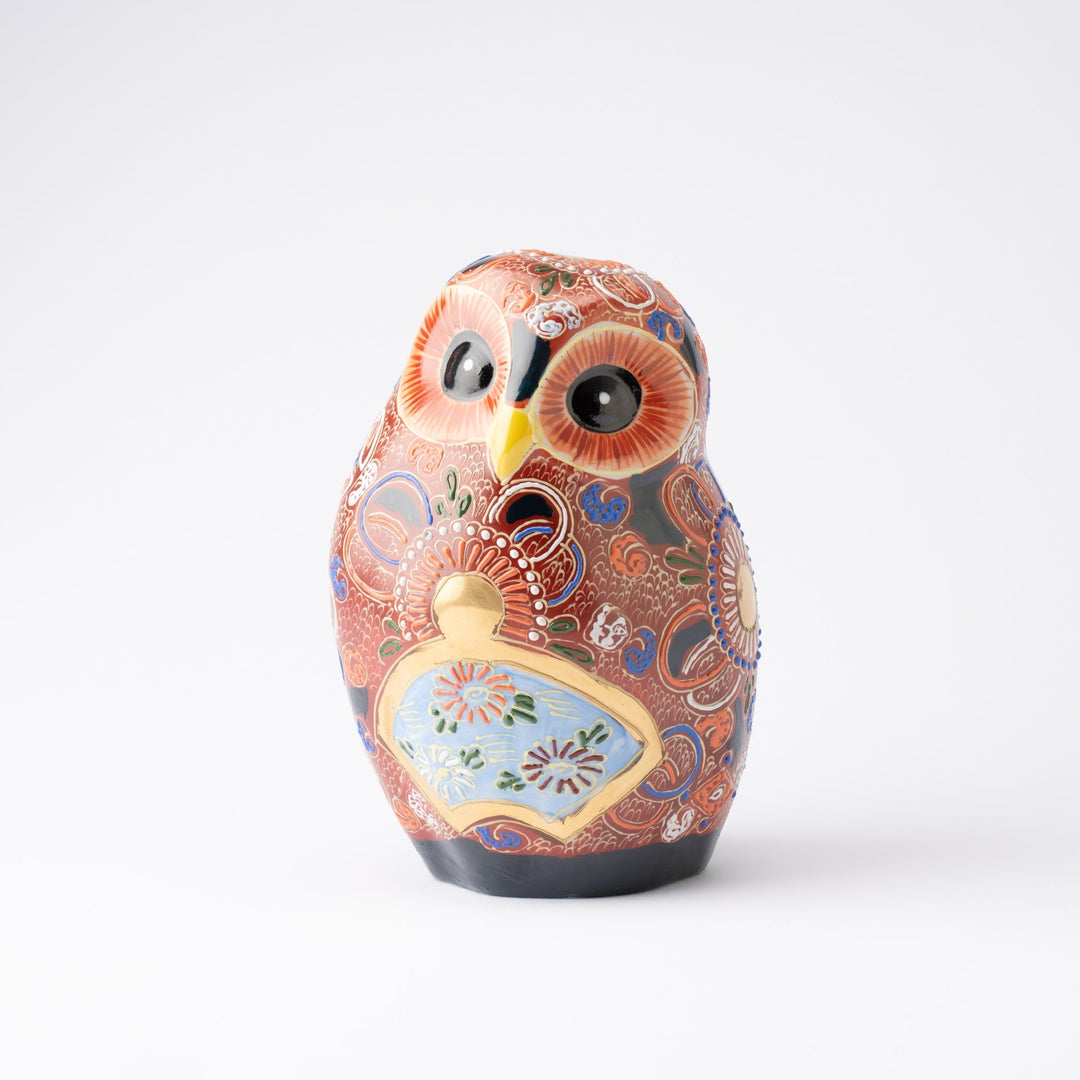 Red Decorative Kutani Owl Figurine JAPAN KUTANI SHOP