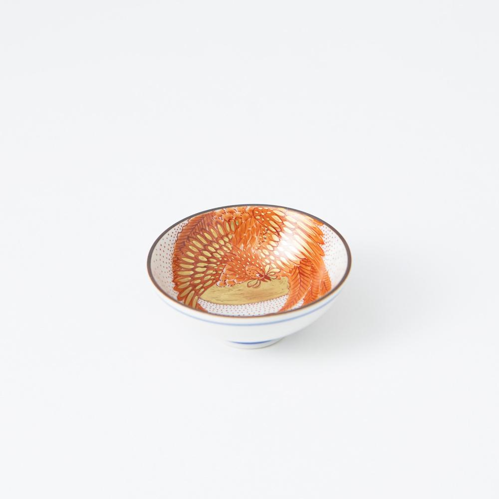Red Phoenix Kutani Sakazuki Flat Sake Cup | JAPAN KUTANI SHOP