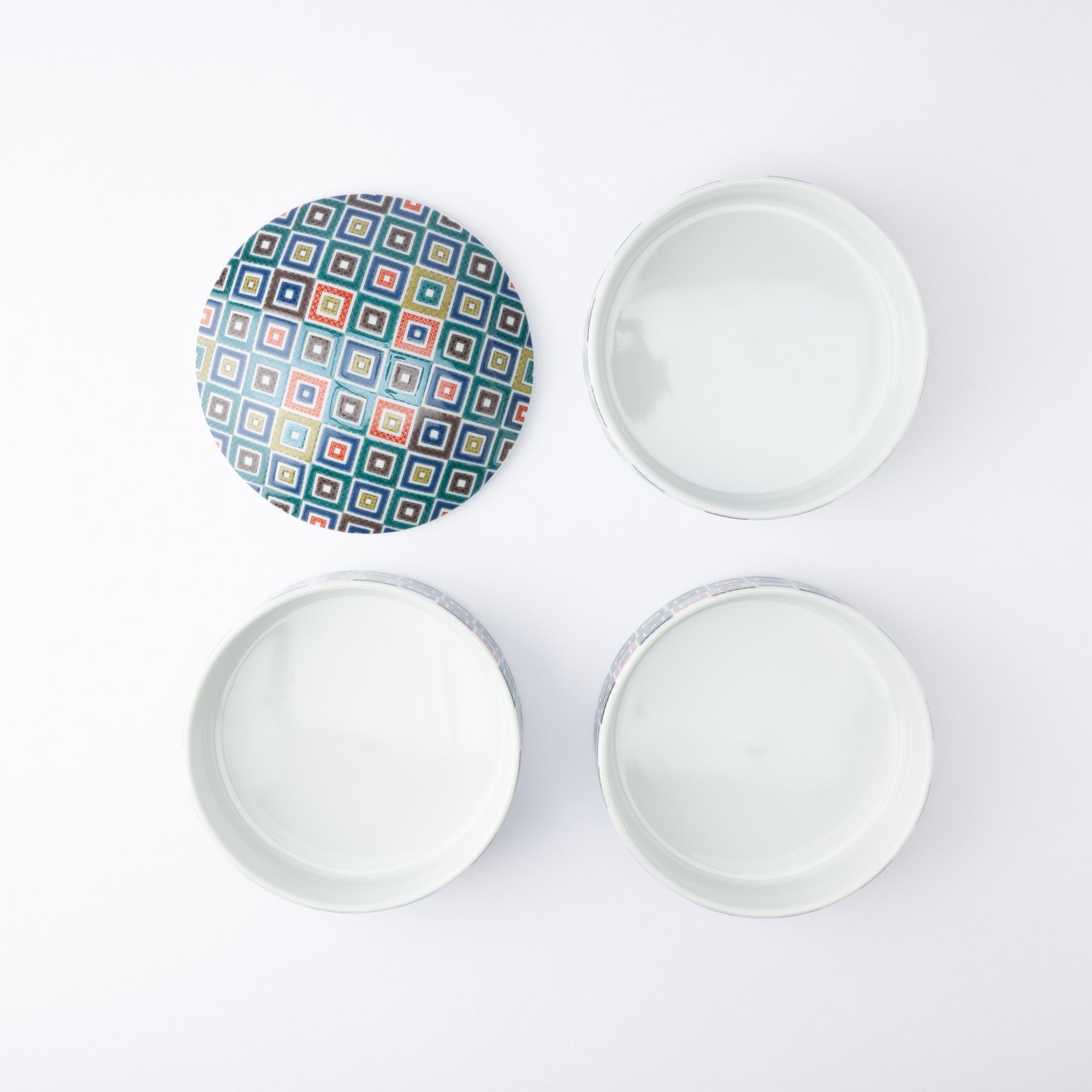 Seikou Kiln Color Tiles Kutani Three Tiers Jubako Bento Box - MUSUBI KILN - Quality Japanese Tableware and Gift