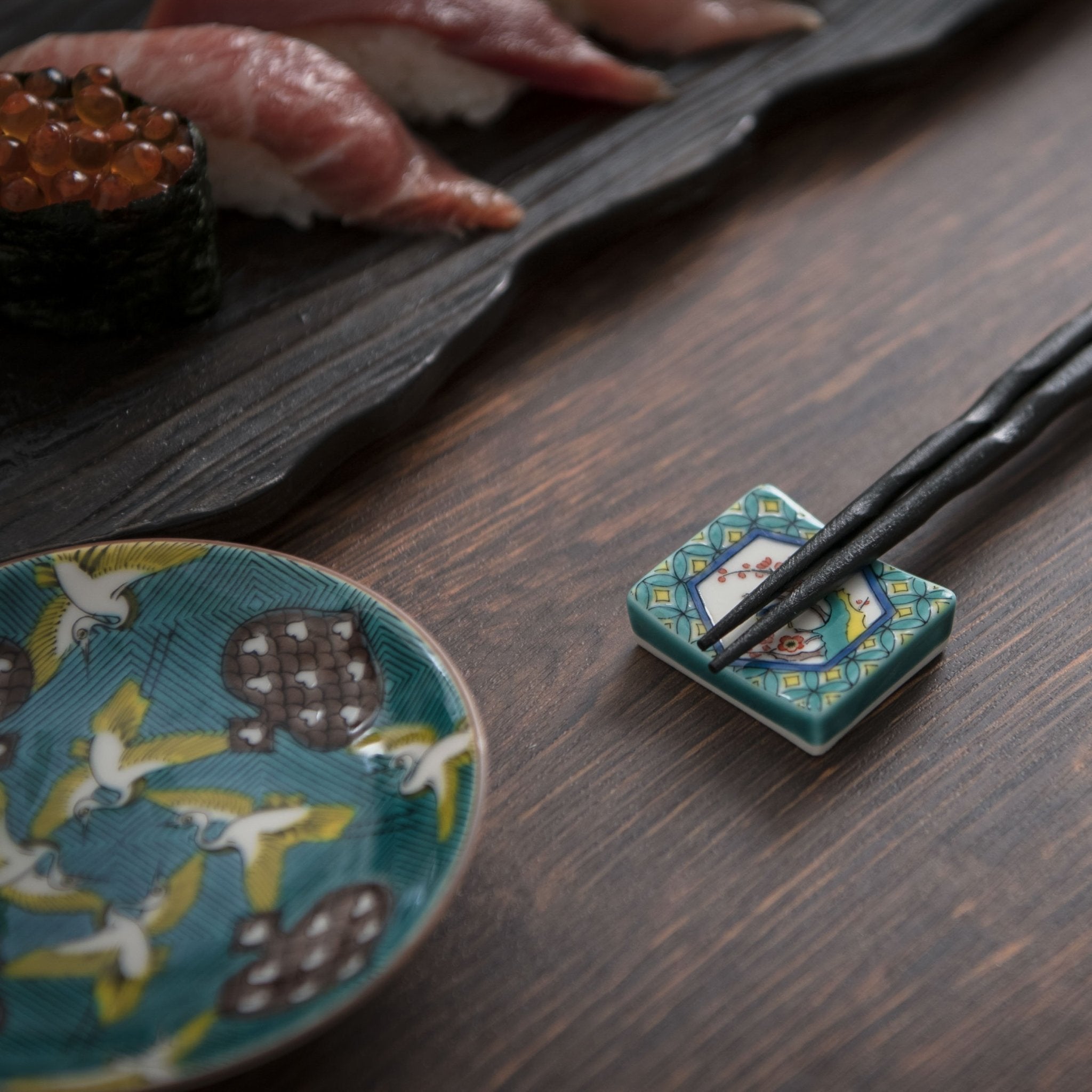 Seikou Kiln Kutani Color Chopstick Rest - MUSUBI KILN - Handmade Japanese Tableware and Japanese Dinnerware