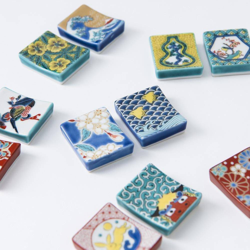 Seikou Kiln Kutani Color Chopstick Rest - MUSUBI KILN - Handmade Japanese Tableware and Japanese Dinnerware